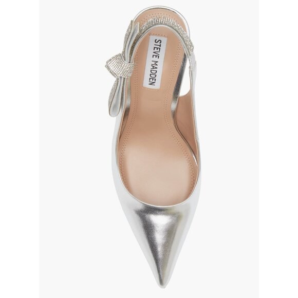 Steve Madden Stefani Metallic Slingback Pump in Silver Size 8 - Picture 3 of 16